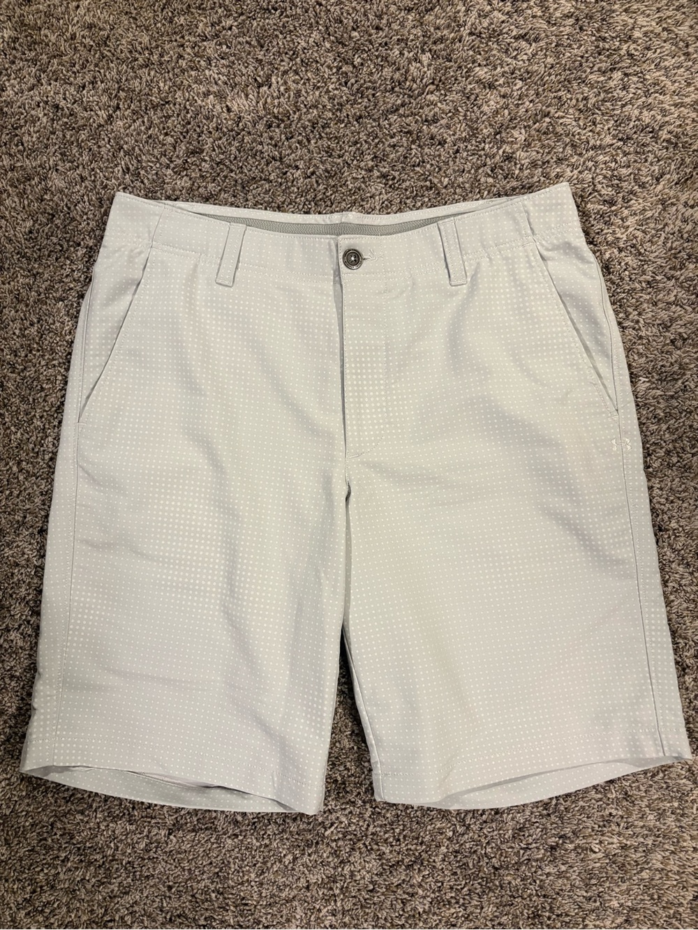 Under Armour Light Gray Microdot Flat-Front Performance Shorts